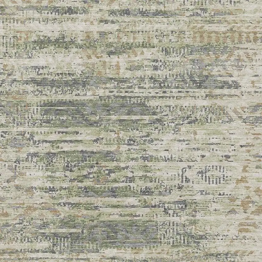 Artichoke Green Copper And Gray Moroccan Washable Area Rug With UV Protection Photo 3