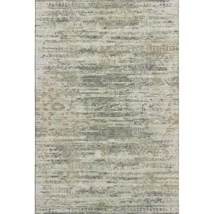 Photo of Artichoke Green Copper And Gray Moroccan Washable Area Rug With UV Protection