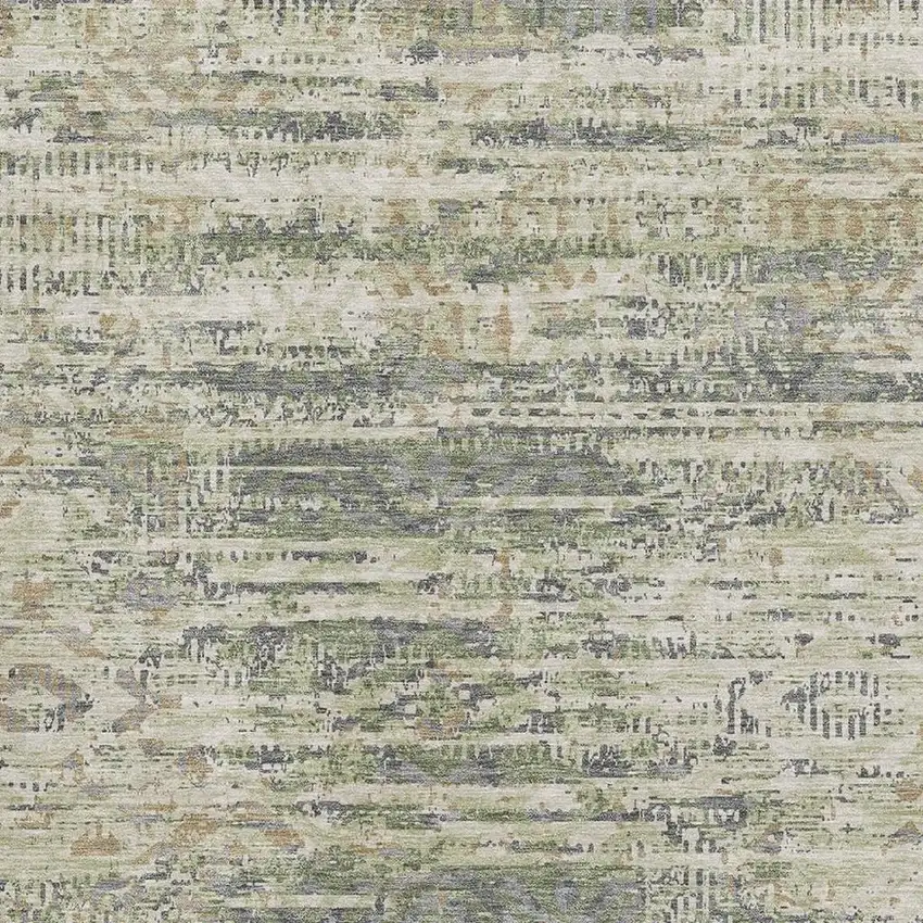 Artichoke Green Copper And Gray Moroccan Washable Area Rug With UV Protection Photo 3