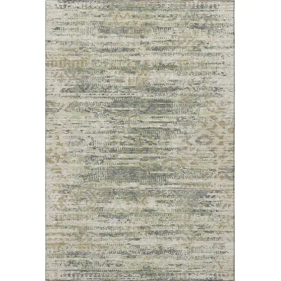 Artichoke Green Copper And Gray Moroccan Washable Area Rug With UV Protection Photo 4