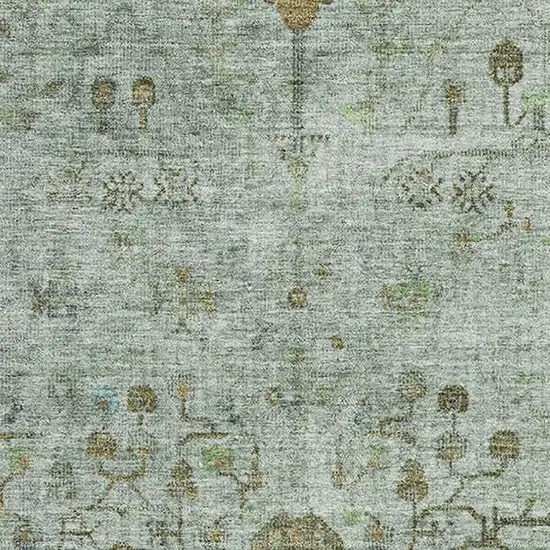 Artichoke Green Copper And Gray Oriental Washable Area Rug With UV Protection Photo 3