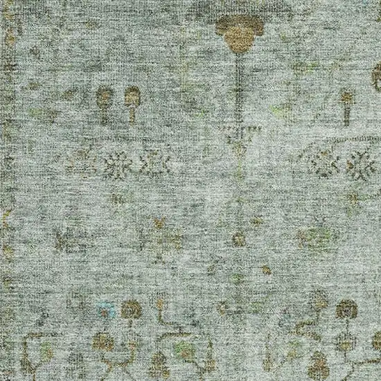 Artichoke Green Copper And Gray Oriental Washable Area Rug With UV Protection Photo 3