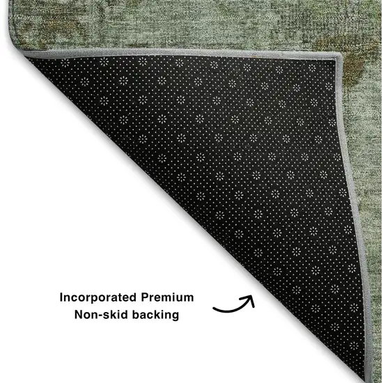 Artichoke Green Copper And Gray Oriental Washable Area Rug With UV Protection Photo 7