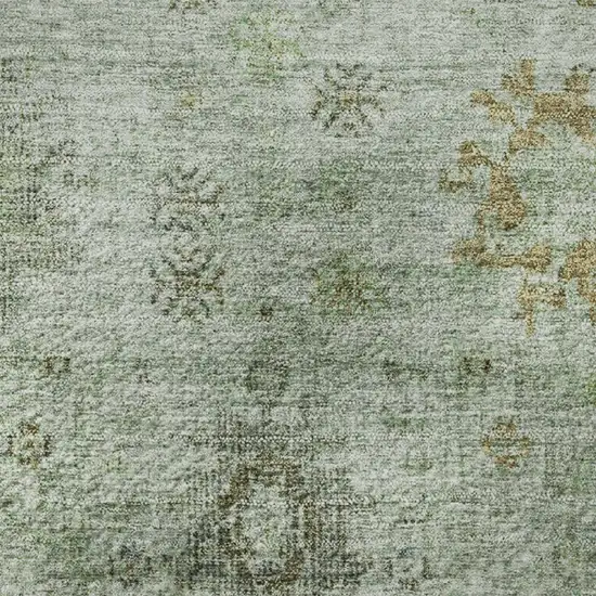 Artichoke Green Copper And Gray Oriental Washable Area Rug With UV Protection Photo 8