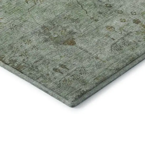 Artichoke Green Copper And Gray Oriental Washable Area Rug With UV Protection Photo 8