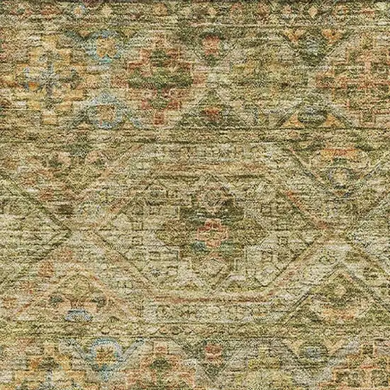 Artichoke Green Copper And Gray Striped Washable Area Rug With UV Protection Photo 2