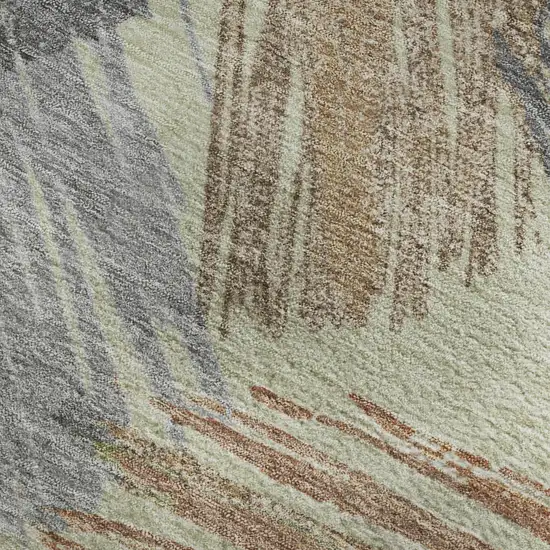 Artichoke Green Copper And Gray Striped Washable Area Rug With UV Protection Photo 2