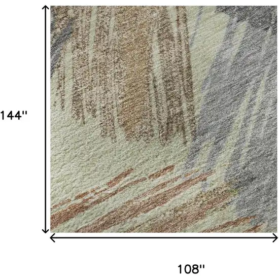 Artichoke Green Copper And Gray Striped Washable Area Rug With UV Protection Photo 9