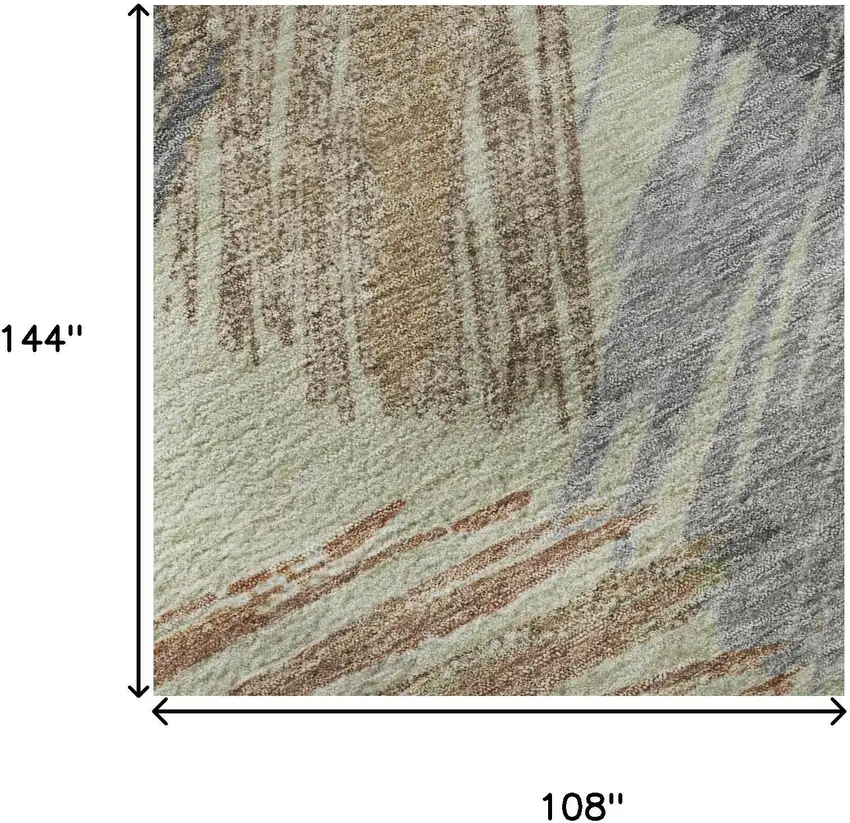 Artichoke Green Copper And Gray Striped Washable Area Rug With UV Protection Photo 9