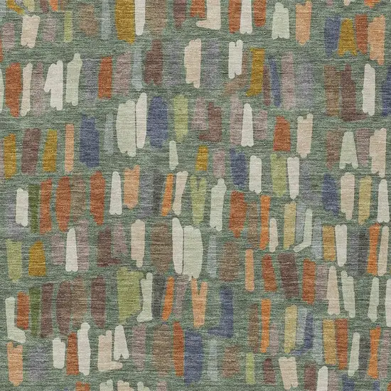 Artichoke Green Copper And Ivory Striped Washable Indoor Outdoor Area Rug Photo 2