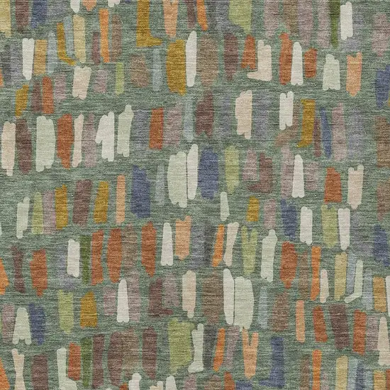 Artichoke Green Copper And Ivory Striped Washable Indoor Outdoor Area Rug Photo 2