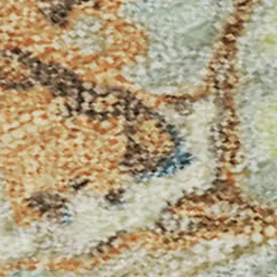 Artichoke Green Copper And Teal Abstract Washable Area Rug With UV Protection Photo 2