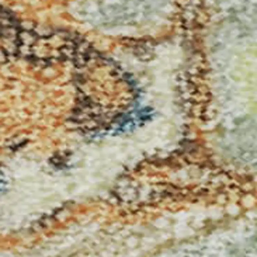 Artichoke Green Copper And Teal Abstract Washable Area Rug With UV Protection Photo 2