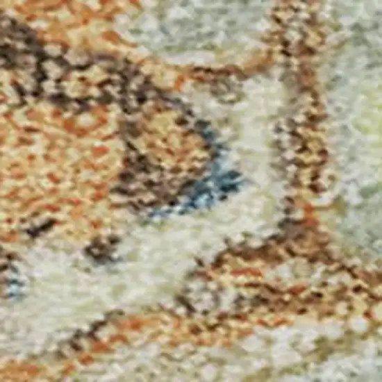 Artichoke Green Copper And Teal Abstract Washable Area Rug With UV Protection Photo 2