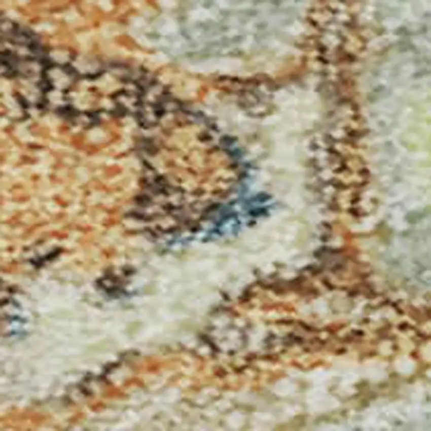 Artichoke Green Copper And Teal Abstract Washable Area Rug With UV Protection Photo 2