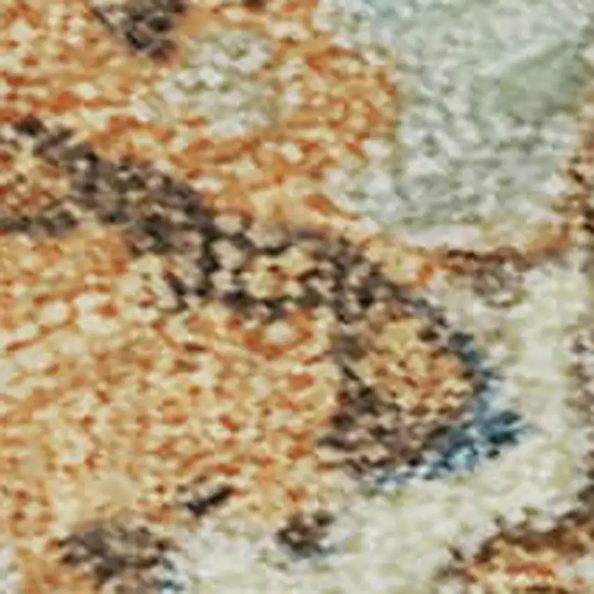 Artichoke Green Copper And Teal Abstract Washable Area Rug With UV Protection Photo 2