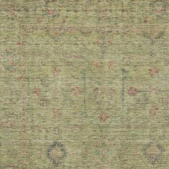 Artichoke Green Coral And Gray Floral Washable Area Rug With UV Protection Photo 2