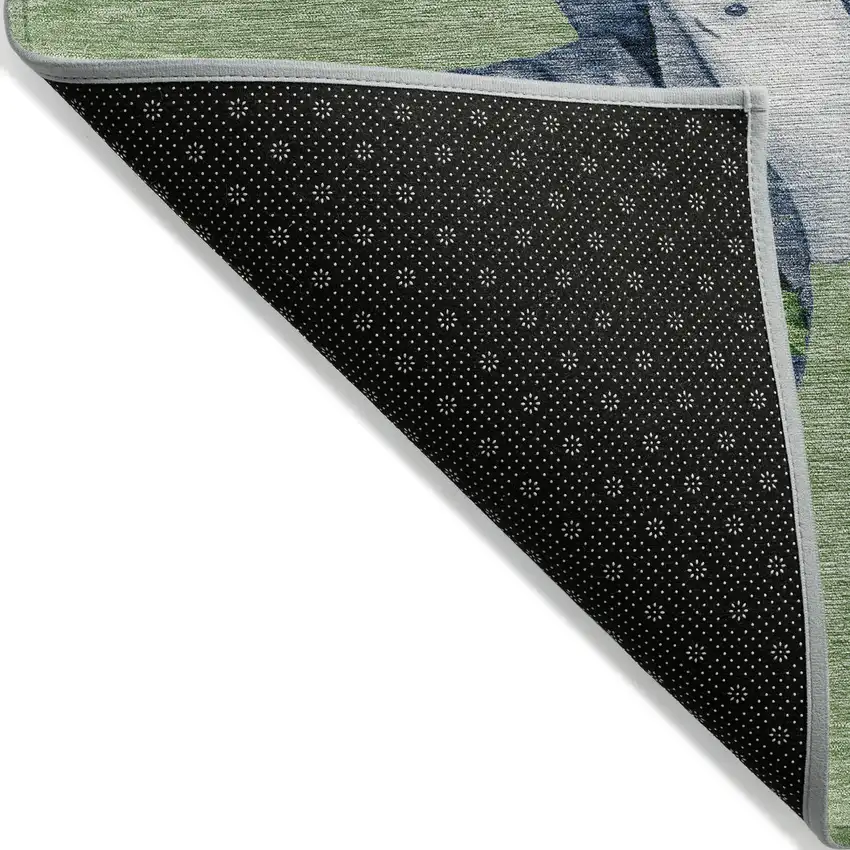 Artichoke Green Denim Blue And Ivory Snowmen Washable Indoor Outdoor Area Rug Photo 9