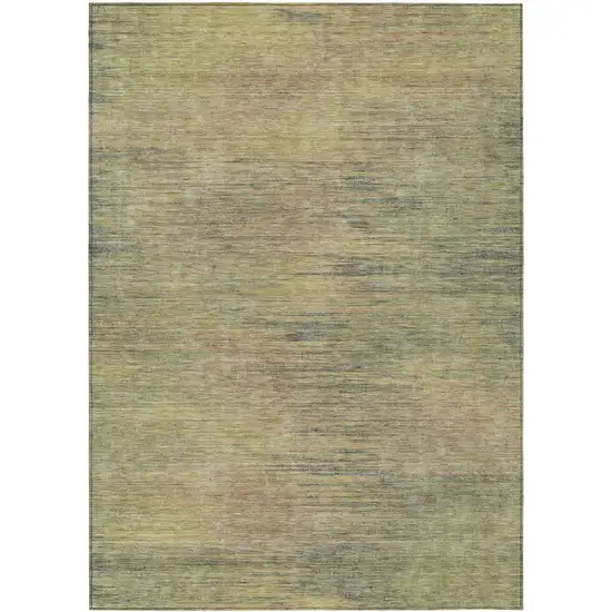 Artichoke Green Fern Green And Gold Abstract Washable Indoor Outdoor Area Rug Photo 2