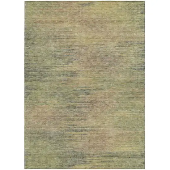 Artichoke Green Fern Green And Gold Abstract Washable Indoor Outdoor Area Rug Photo 6