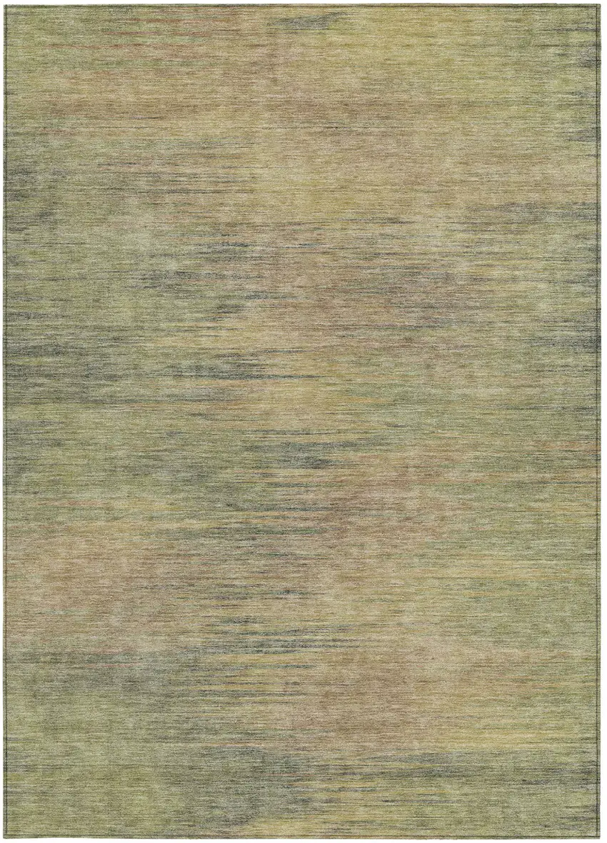 Artichoke Green Fern Green And Gold Abstract Washable Indoor Outdoor Area Rug Photo 6