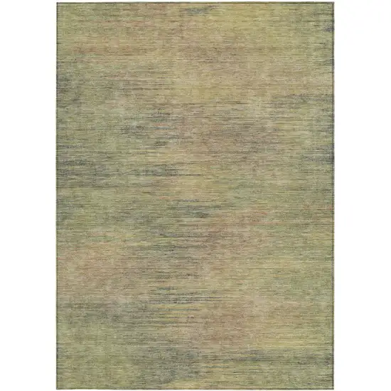 Artichoke Green Fern Green And Gold Abstract Washable Indoor Outdoor Area Rug Photo 6