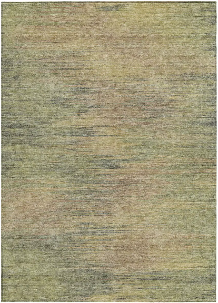 Artichoke Green Fern Green And Gold Abstract Washable Indoor Outdoor Area Rug Photo 5