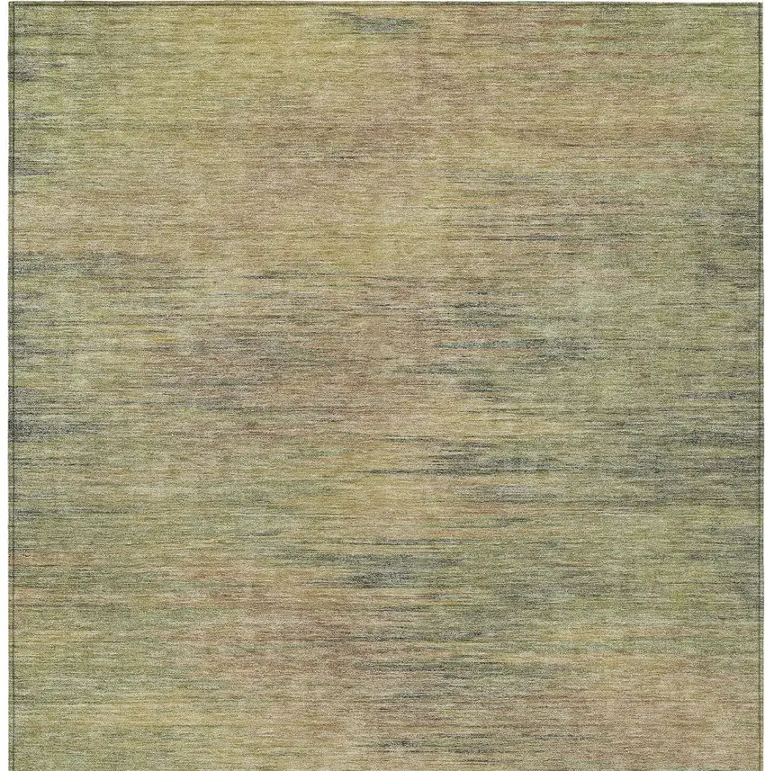 Artichoke Green Fern Green And Gold Abstract Washable Indoor Outdoor Area Rug Photo 4