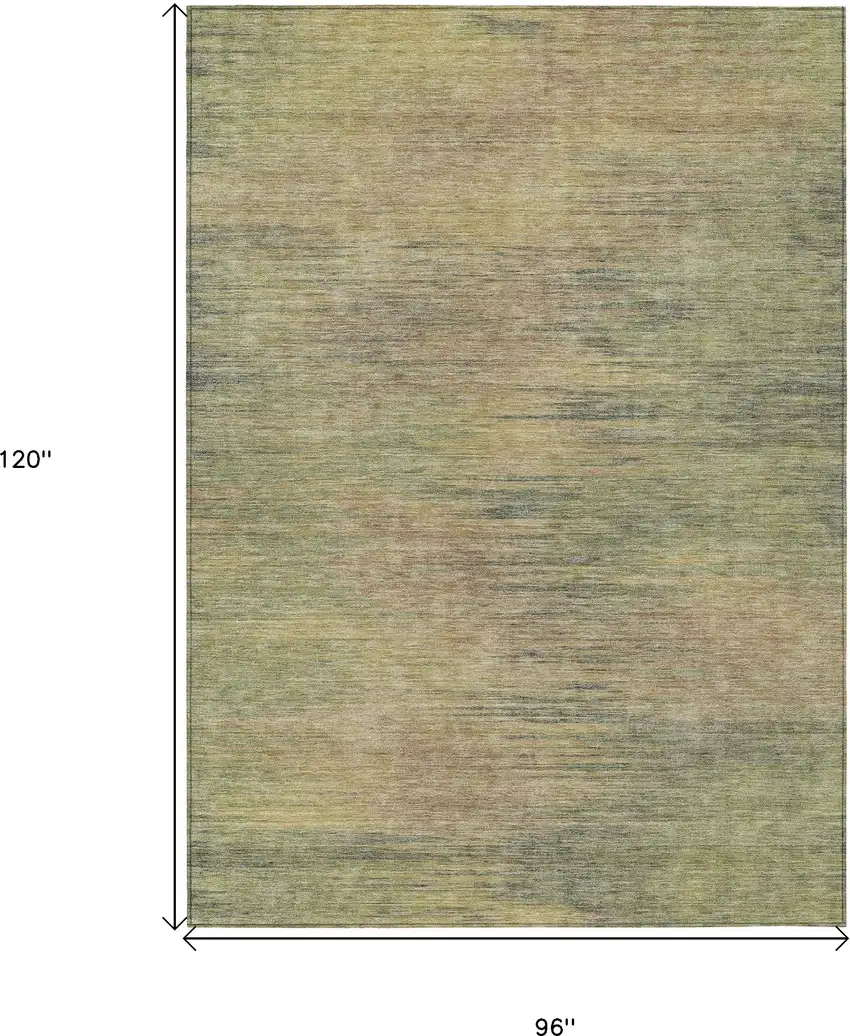 Artichoke Green Fern Green And Gold Abstract Washable Indoor Outdoor Area Rug Photo 3