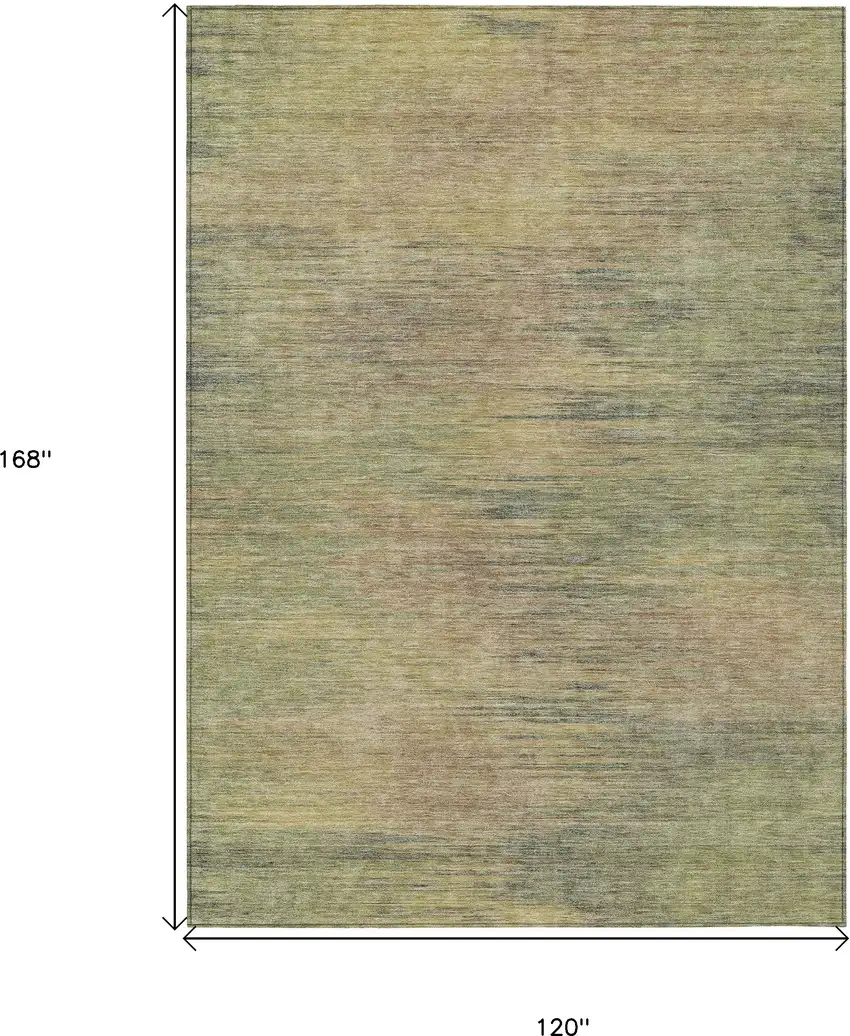 Artichoke Green Fern Green And Gold Abstract Washable Indoor Outdoor Area Rug Photo 3