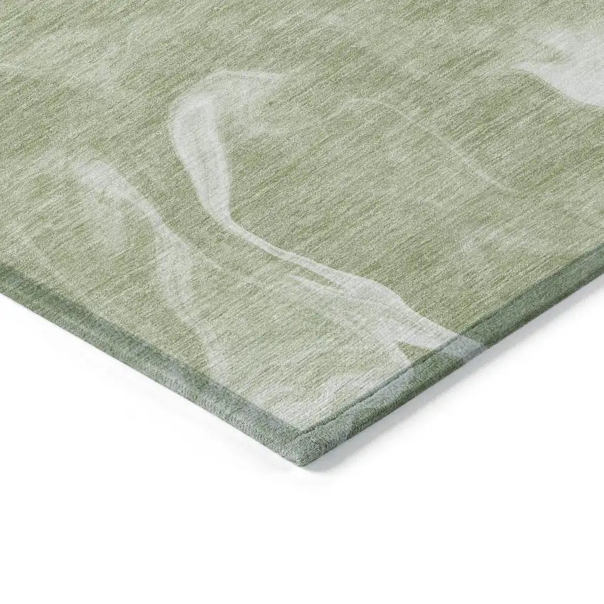 Artichoke Green Fern Green And Ivory Abstract Washable Indoor Outdoor Area Rug Photo 4