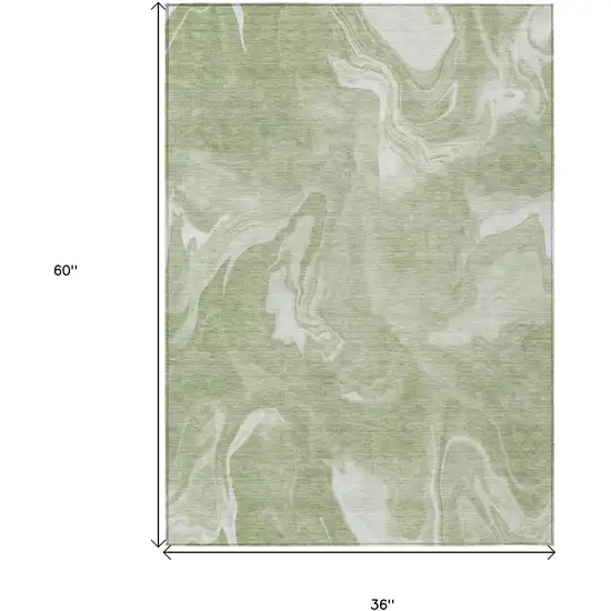 Artichoke Green Fern Green And Ivory Abstract Washable Indoor Outdoor Area Rug Photo 7