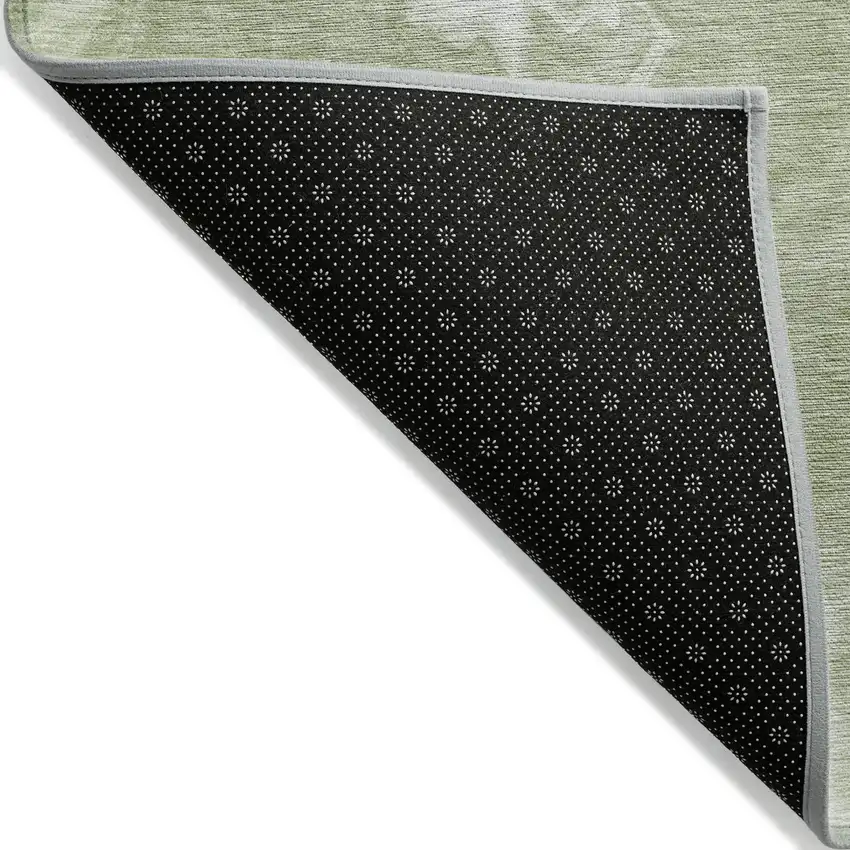 Artichoke Green Fern Green And Ivory Abstract Washable Indoor Outdoor Area Rug Photo 3