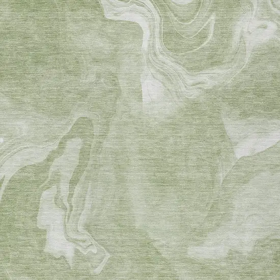 Artichoke Green Fern Green And Ivory Abstract Washable Indoor Outdoor Area Rug Photo 5