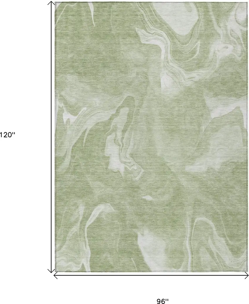 Artichoke Green Fern Green And Ivory Abstract Washable Indoor Outdoor Area Rug Photo 3