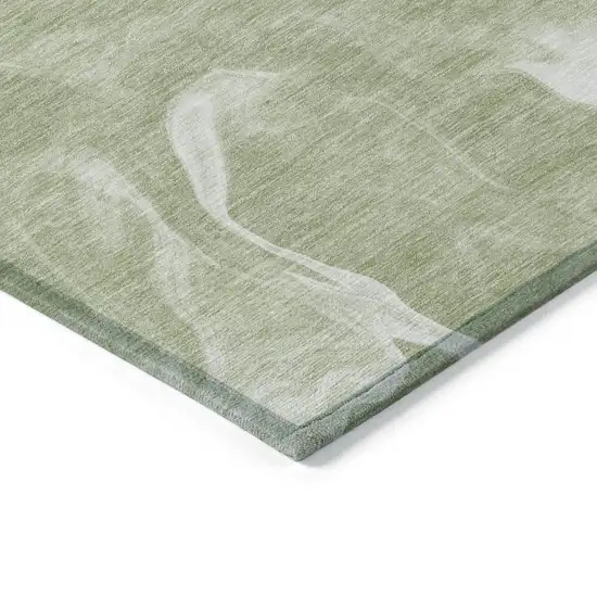 Artichoke Green Fern Green And Ivory Abstract Washable Indoor Outdoor Area Rug Photo 5