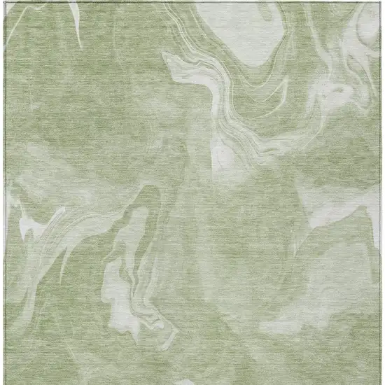Artichoke Green Fern Green And Ivory Abstract Washable Indoor Outdoor Area Rug Photo 7