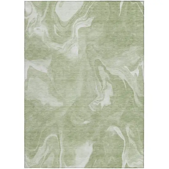 Artichoke Green Fern Green And Ivory Abstract Washable Indoor Outdoor Area Rug Photo 7