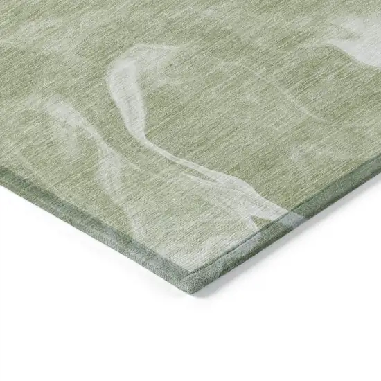 Artichoke Green Fern Green And Ivory Abstract Washable Indoor Outdoor Area Rug Photo 5