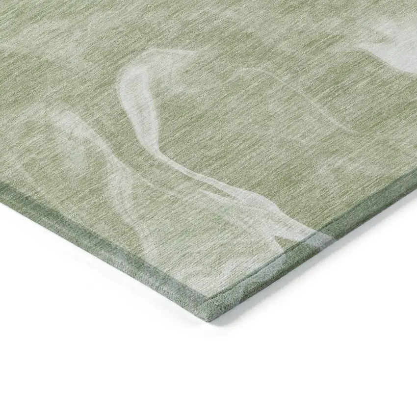Artichoke Green Fern Green And Ivory Abstract Washable Indoor Outdoor Area Rug Photo 5