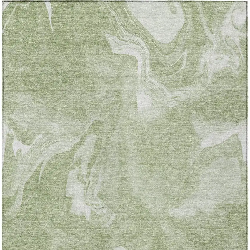 Artichoke Green Fern Green And Ivory Abstract Washable Indoor Outdoor Area Rug Photo 6