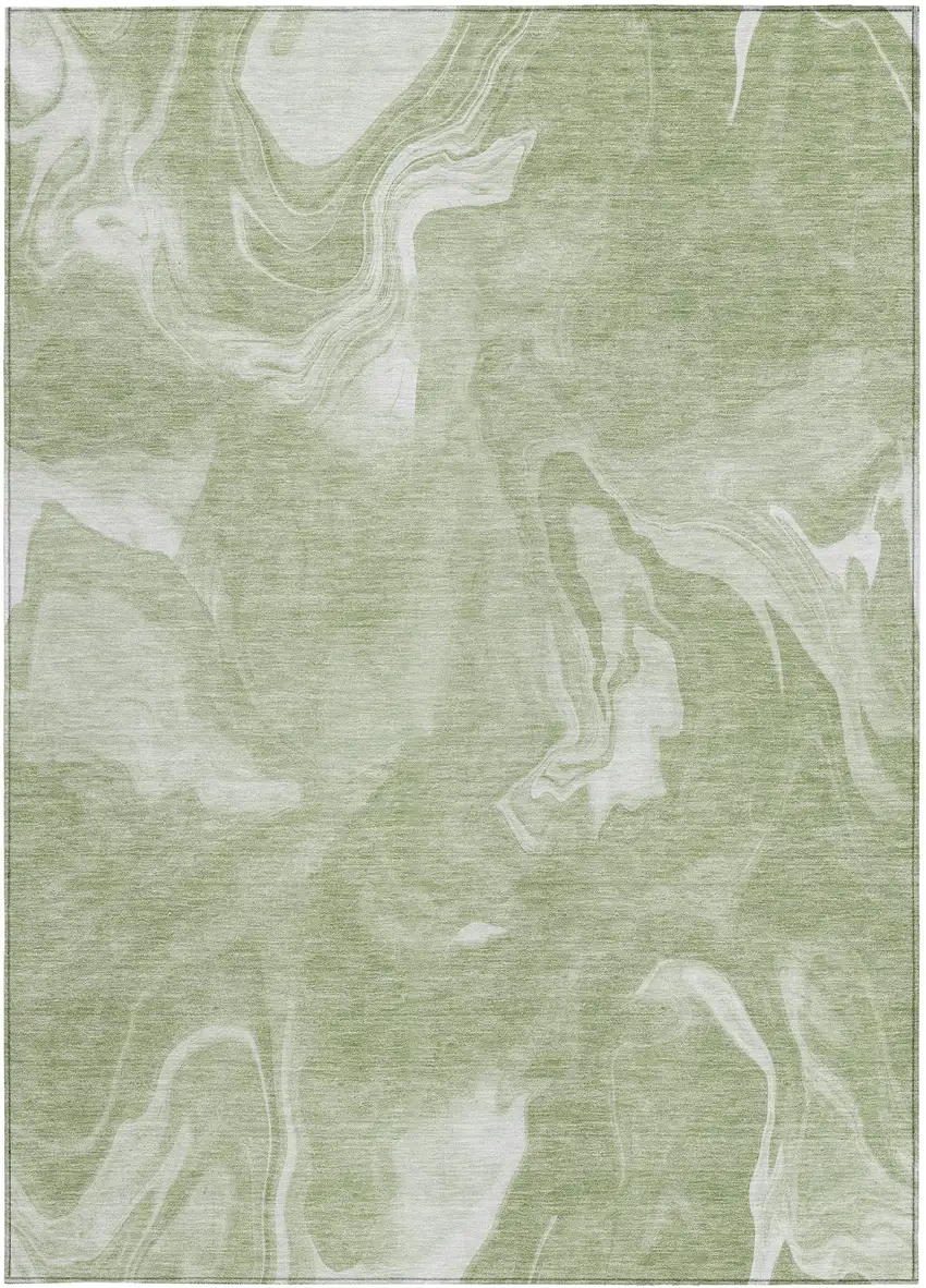 Artichoke Green Fern Green And Ivory Abstract Washable Indoor Outdoor Area Rug Photo 6