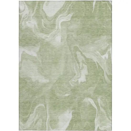 Artichoke Green Fern Green And Ivory Abstract Washable Indoor Outdoor Area Rug Photo 6