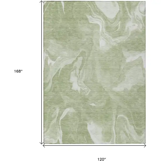 Artichoke Green Fern Green And Ivory Abstract Washable Indoor Outdoor Area Rug Photo 3