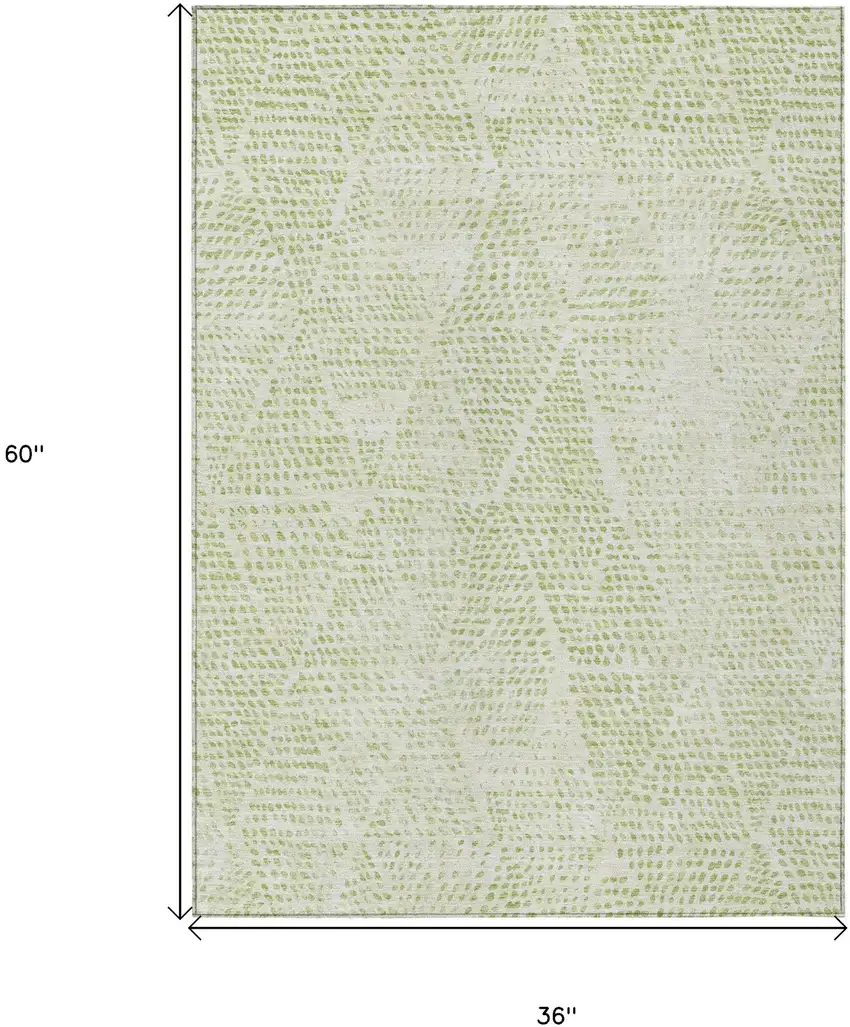 Artichoke Green Geometric Washable Non Skid Indoor Outdoor Area Rug Photo 3