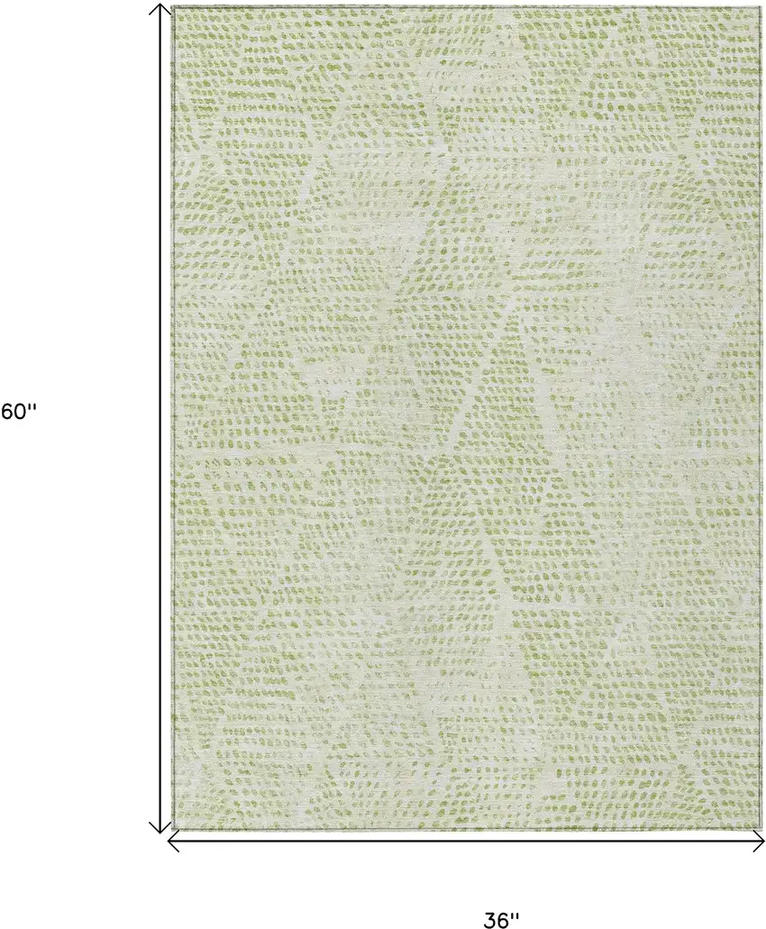 Artichoke Green Geometric Washable Non Skid Indoor Outdoor Area Rug Photo 3