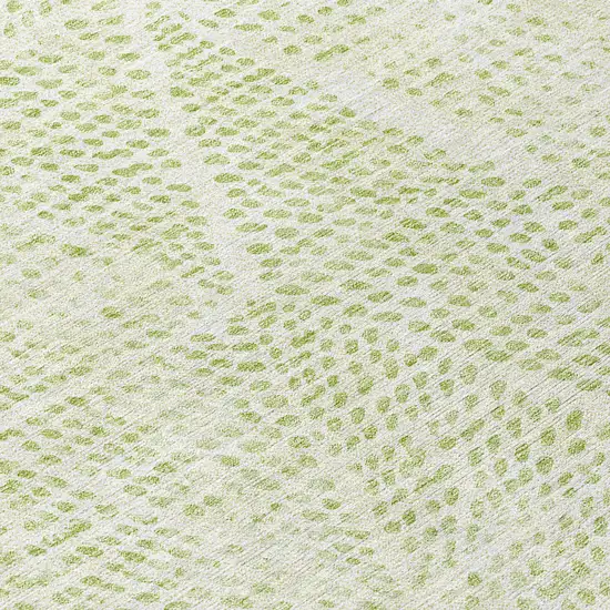 Artichoke Green And Ivory Geometric Washable Indoor Outdoor Area Rug Photo 7