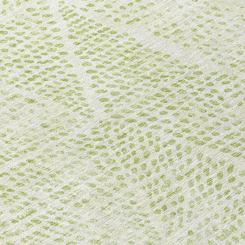 Artichoke Green And Ivory Geometric Washable Indoor Outdoor Area Rug Photo 7