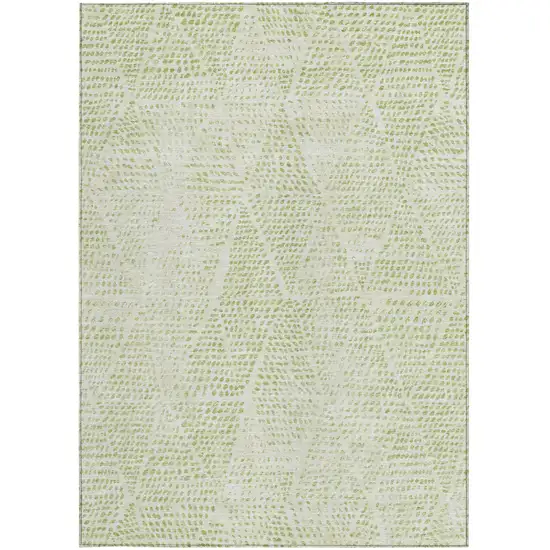 Artichoke Green Geometric Washable Non Skid Indoor Outdoor Area Rug Photo 5