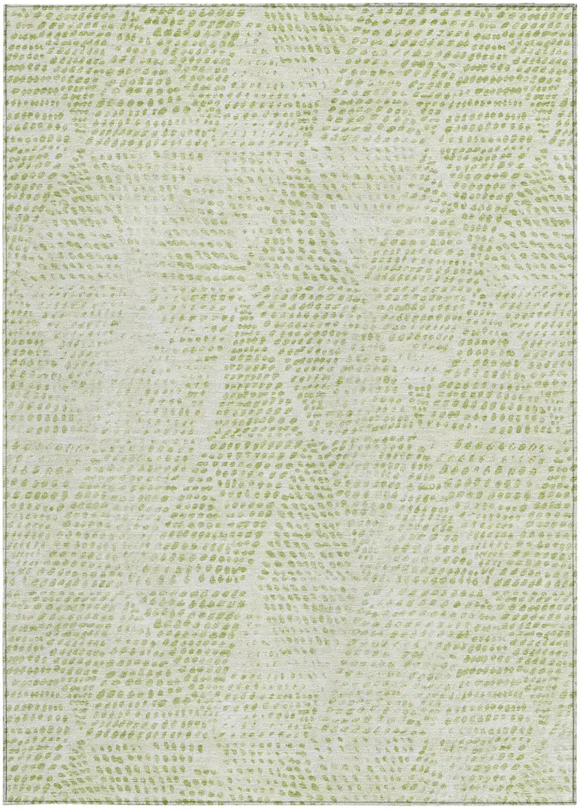 Artichoke Green Geometric Washable Non Skid Indoor Outdoor Area Rug Photo 5